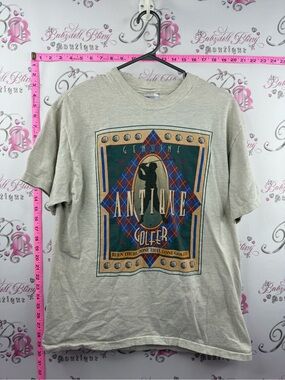 Hanes 1995 T-shirt golf Beige Graphic 'Antique Golfer' Short Sleeve Tee